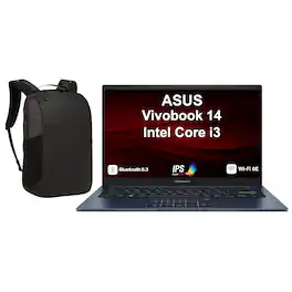 ASUS - Vivobook 14 Laptop 14.0 FHD Display (i3-1315U, 16GB, 512GB SSD, Intel UHD, WiFi 6E, Win 11 Pro) w/17in Backpack - Quiet Blue