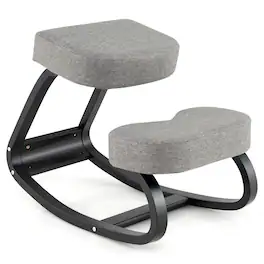 WELLFOR - Wooden Ergonomic Rocking Kneeling Chair with Padded Cushion - Gray