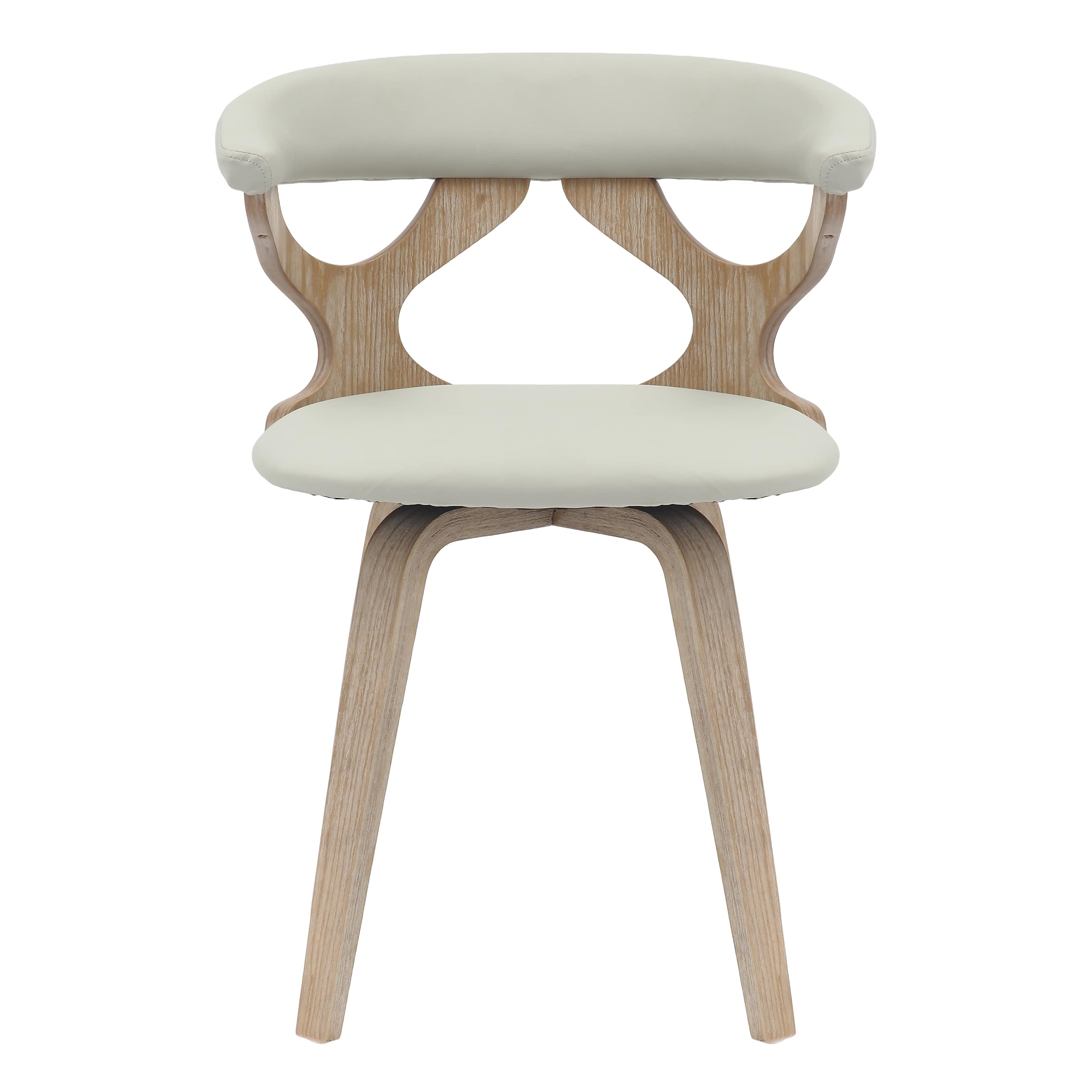 Alt View 1. LeisureMod - Klyne 4-PCS 360 Swivel Dining Chair - Leather Upholstered Wood Accent Chair - Washed Walnut/Light Grey.