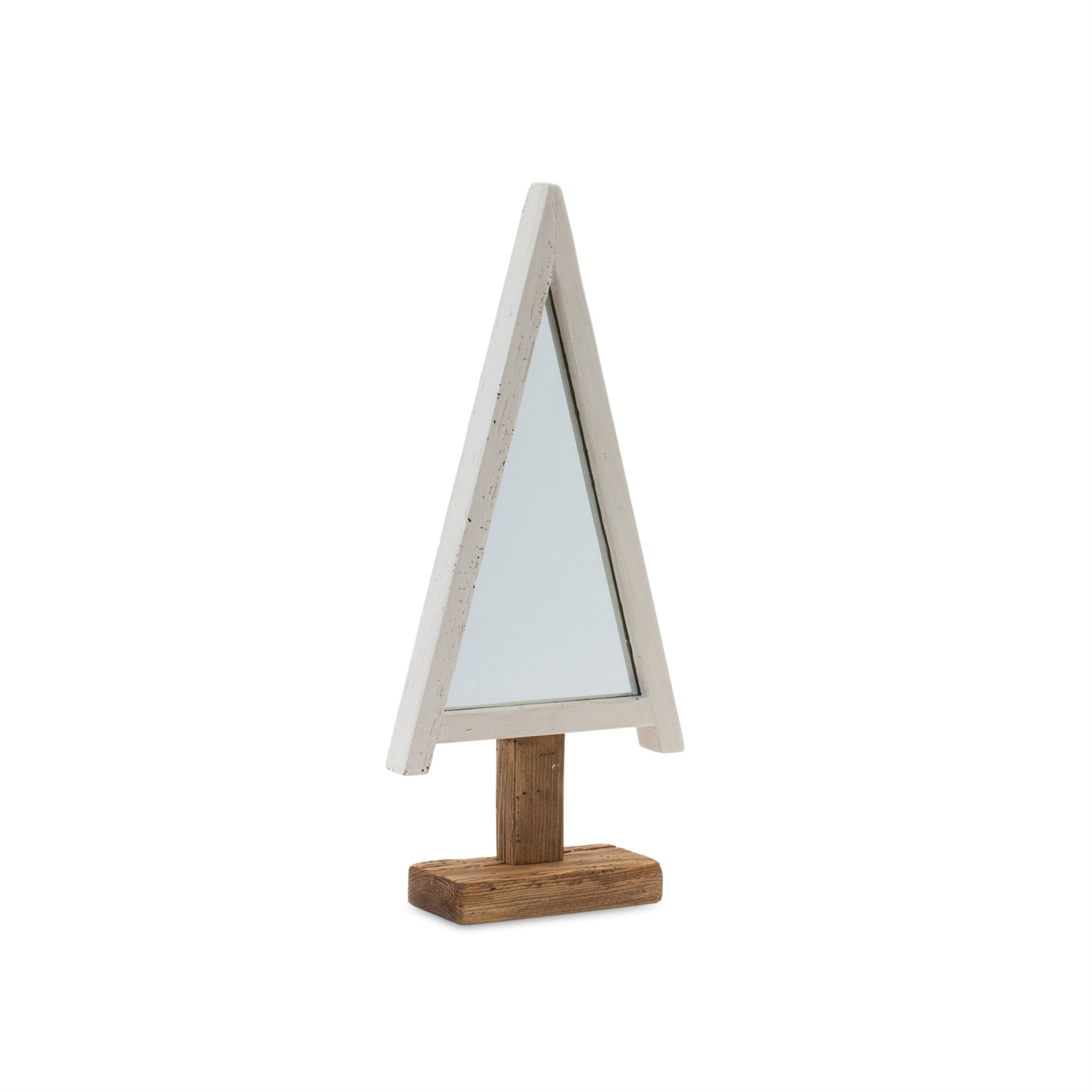 Left. BreeBe - Framed Mirror Pine Tree (Set of 2) - White, Silver.