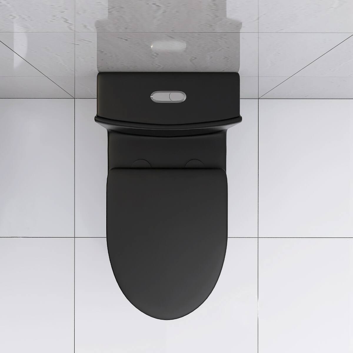 Alt View 2. Loheer - Loheer Matte Black Elongated Toilet One Piece Dual Flush Bathroom Fixture - Matte Black.
