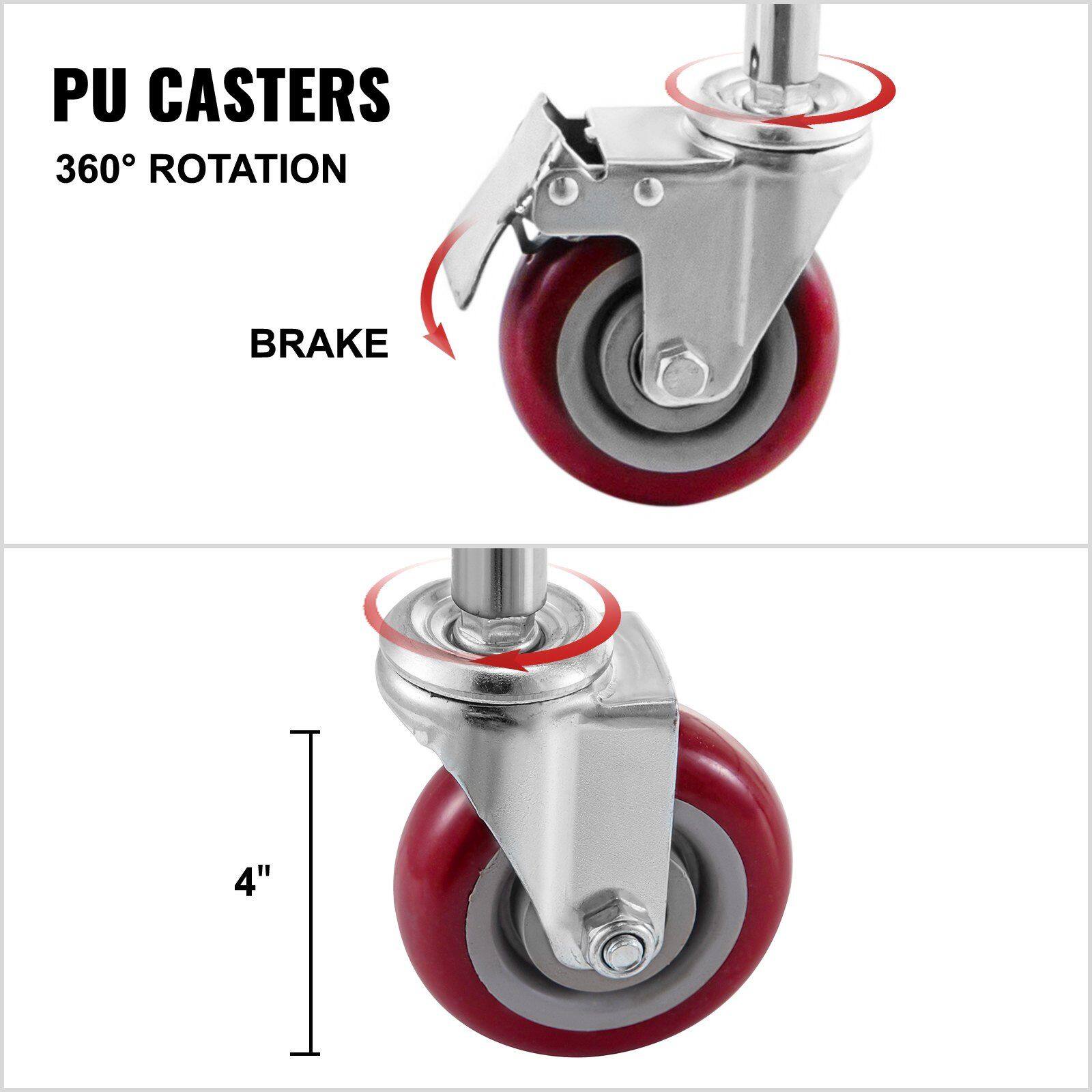 PU CASTERS  
360° ROTATION  
BRAKE  
4"