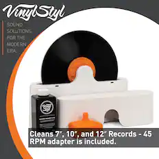 Vinyl Styl
SOUND SOLUTIONS FOR THE MODERN ERA.
Cleans 7", 10", and 12" Records - 45 RPM adapter is included.