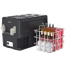 Acekool - 12 Volt Car Refrigerator with Basket 32QT Electric Portable Cooler Fridge 0℉-50℉ 12V/24V DC 110-240V AC - Gray