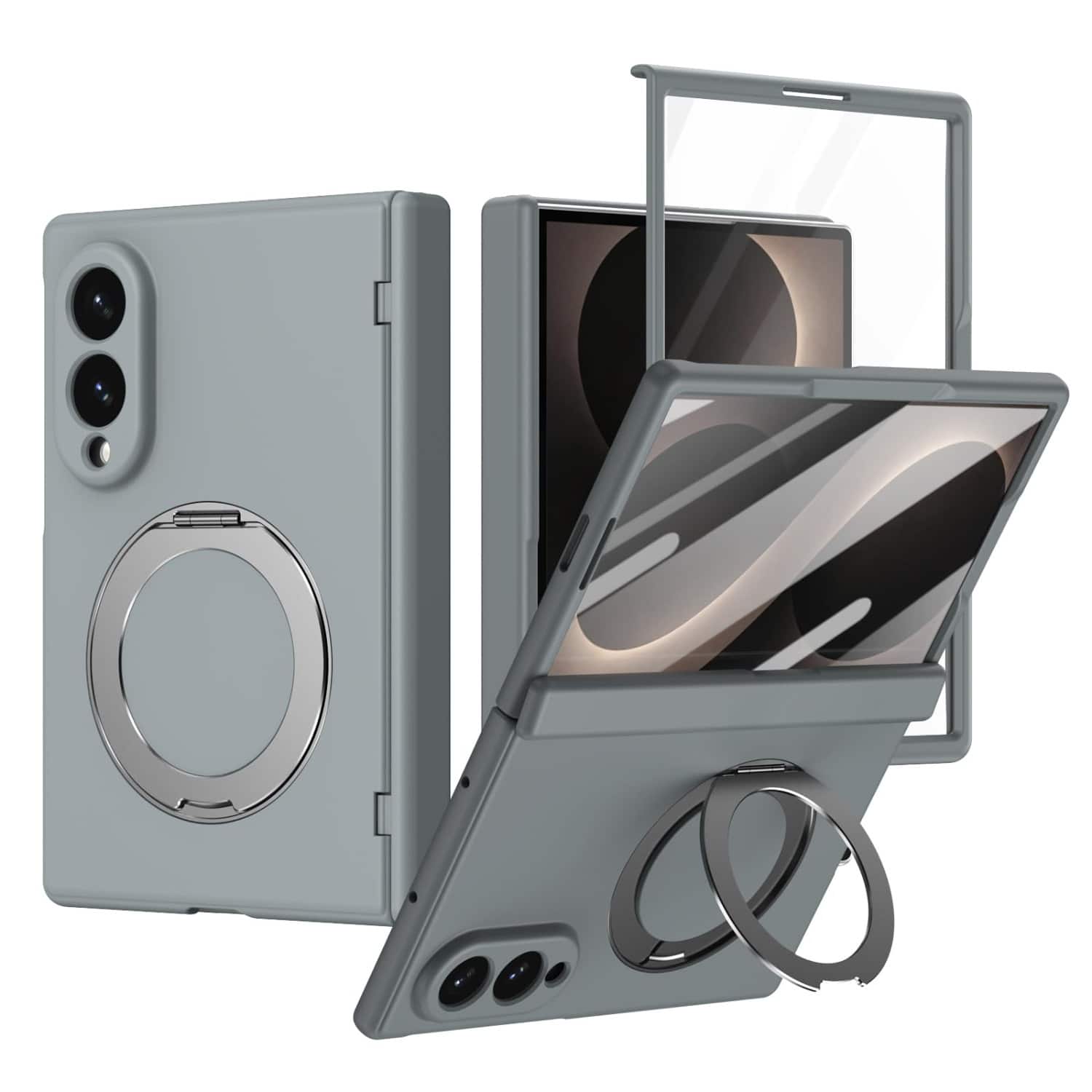 Dteck - For Samsung Galaxy Z Fold8 Rugged Case With Screen Protector, Shockproof Magnetic Ring Stand Hinge Protection Cover - Gray price history on PriceWatchPro