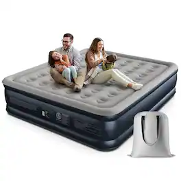 IDOO - 18" California King Size Air Mattress, Inflatable Air Bed with Built-in Pump for Guest Home Camping Travel, 700lb Max - Gray