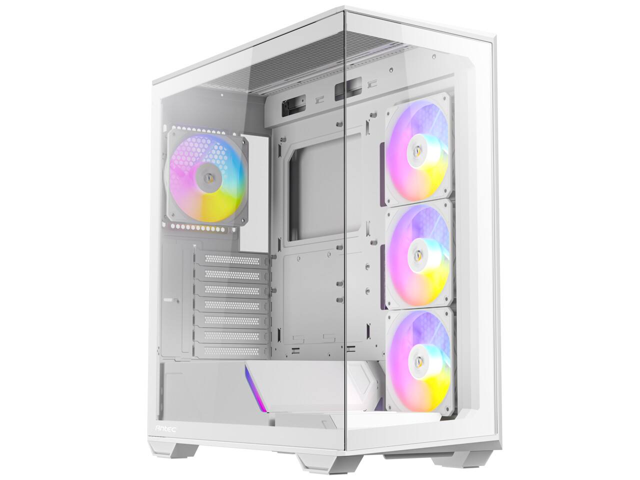 Angle. Antec - Antec C3 ARGB White, 4x ARGB Fans, 8 Fan Support, Type-C 3.2 Gen 2, Tempered Glass, 360mm Radiator, ATX Mid-Tower - White.