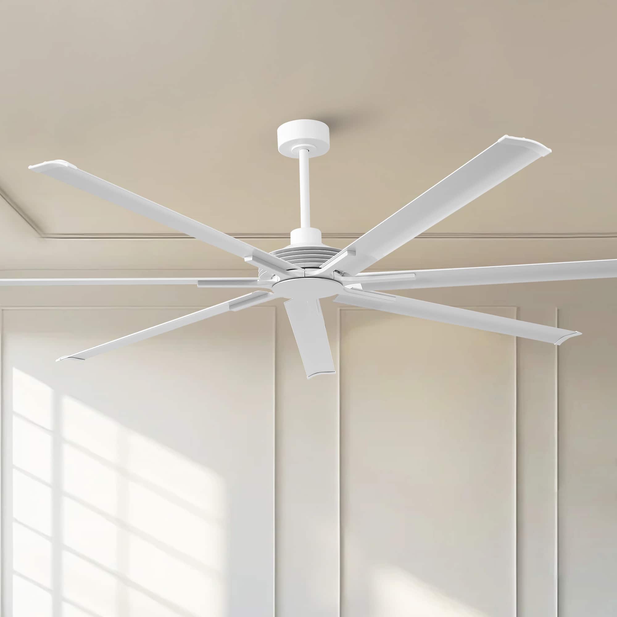 Front. Parrot Uncle - 100" Indsutrial White Extra Larger Commercial Ceiling Fan with Remote - White.