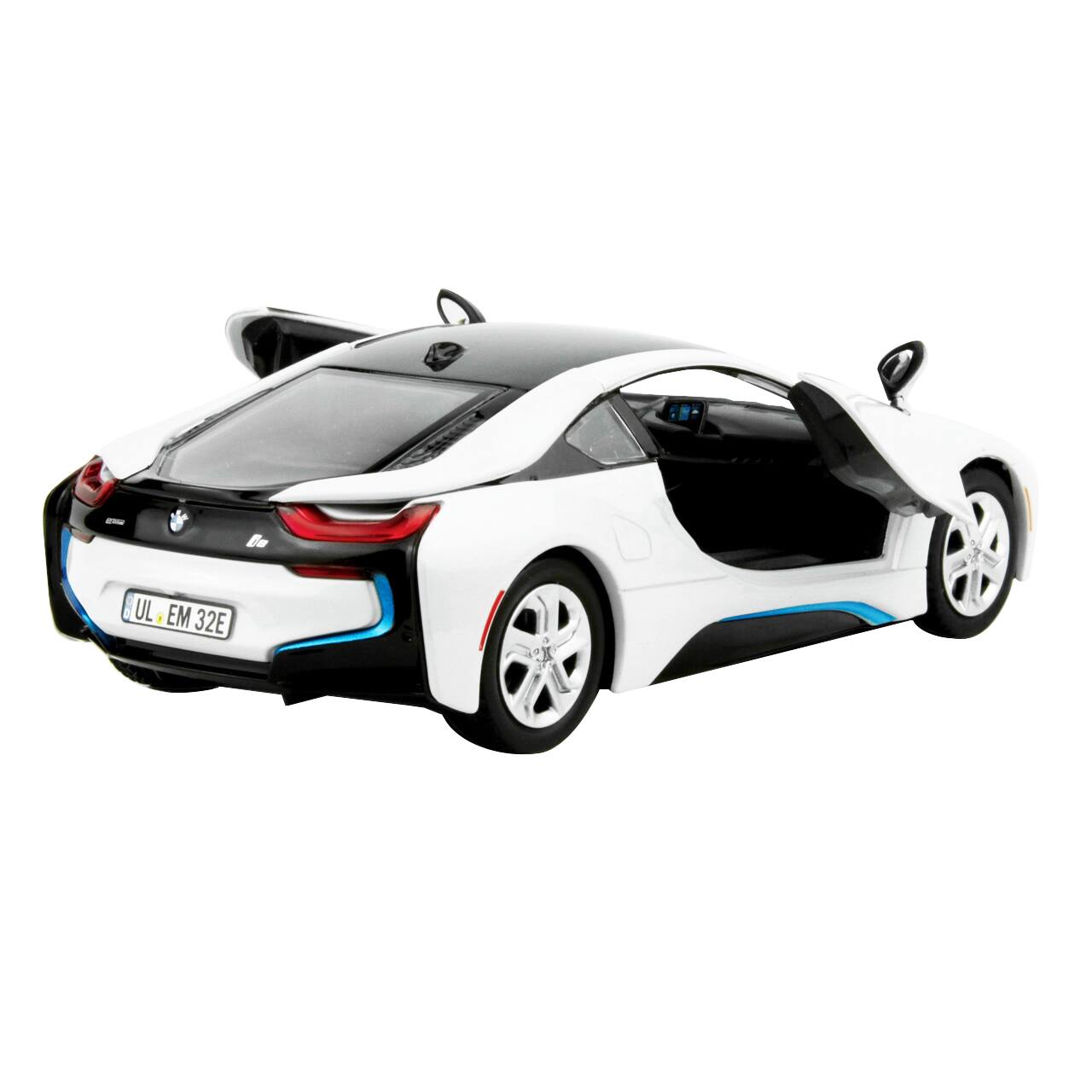 Alt View 1. Motormax - 2018 BMW i8 Coupe Metallic White with Black Top 1/24 Diecast Model Car by Motormax.