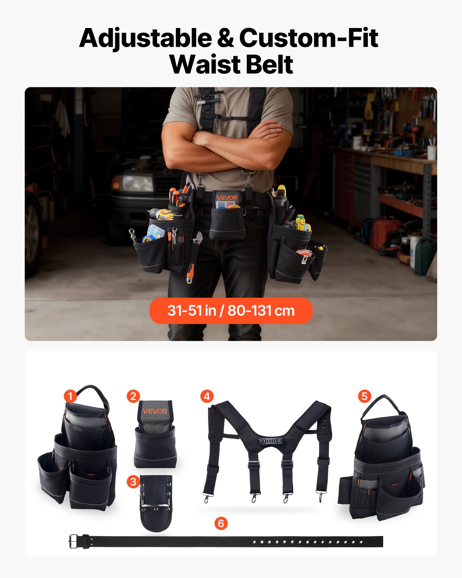 Adjustable & Custom-Fit Waist Belt

VEVOR 31-51 in / 80-131 cm

1. Adjustable & Custom-Fit Waist Belt
2. VEVOR
3. 
4. 
5. 
6.