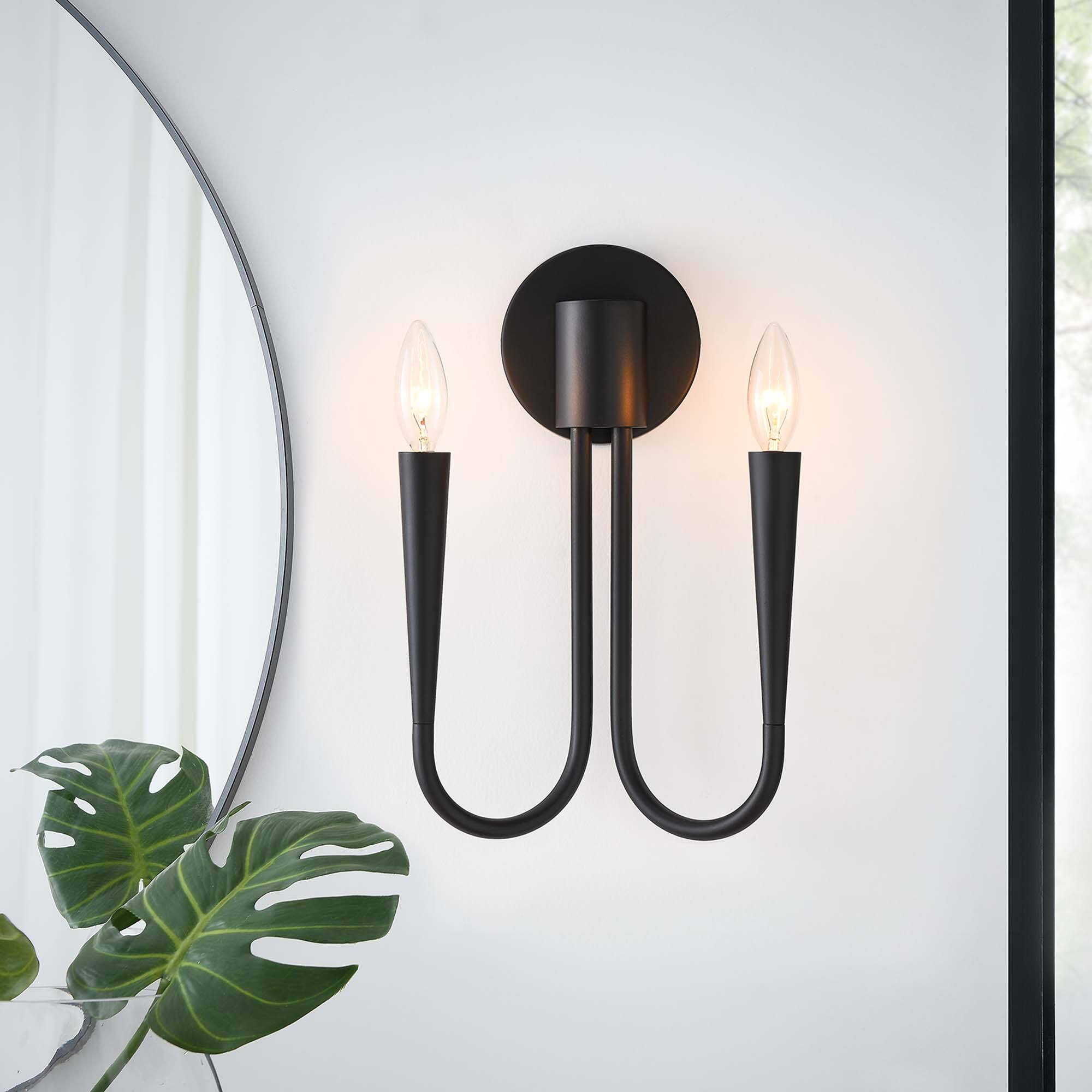 Alt View 1. Modway - Penrose 2-Light Wall Sconce by Modway - Black.