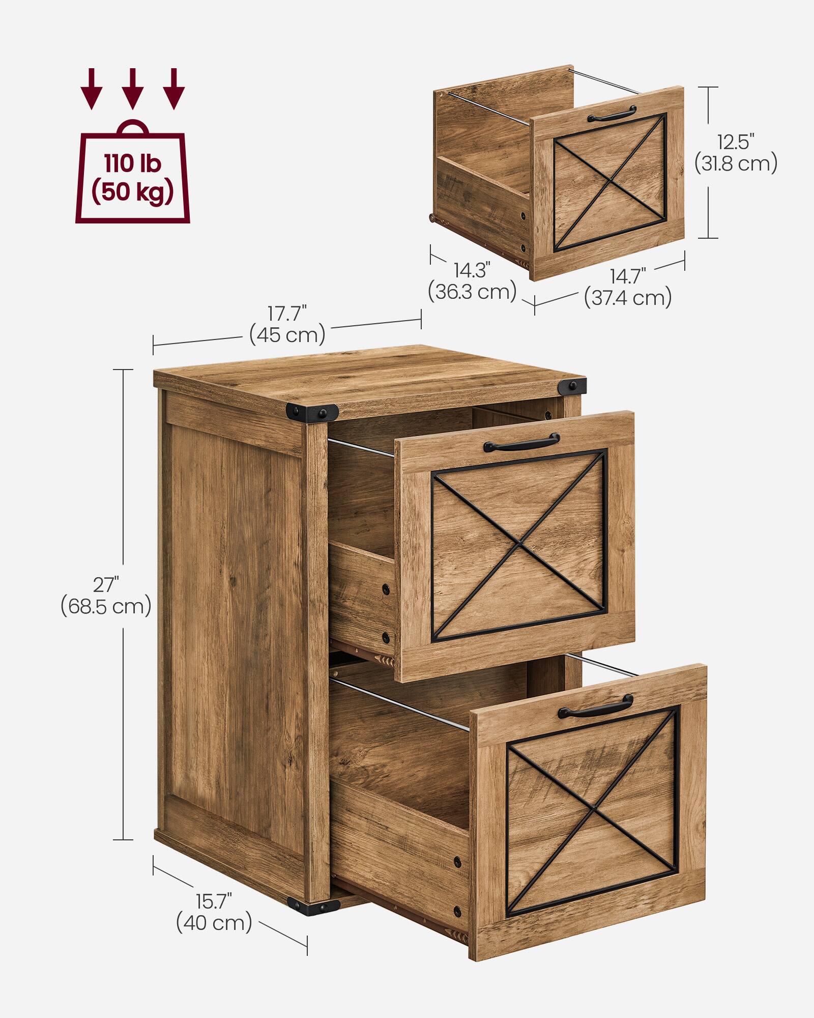 110 lb (50 kg)  
17.7" (45 cm)  
14.3" (36.3 cm)  
12.5" (31.8 cm)  
14.7" (37.4 cm)  
27" (68.5 cm)  
15.7" (40 cm)