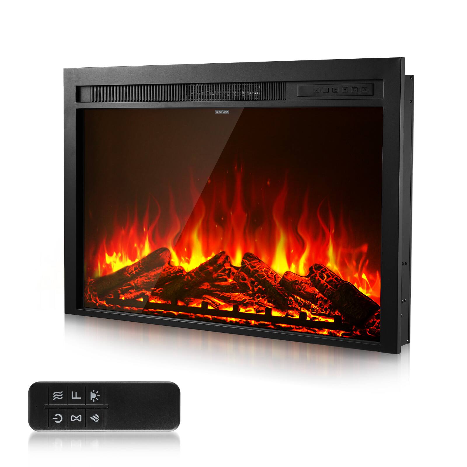 VEVOR - Electric Fireplace Insert, 40 inch Recessed and Wall Mounted with Adjustable Flame Color Brightness & 8h Timer & Remote - Black