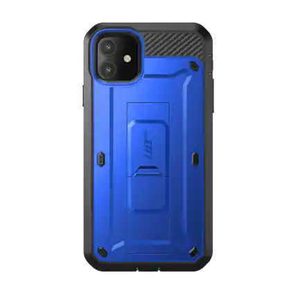 Front. SUPCASE - Unicorn Beetle Pro Rugged Holster Case for iPhone 11 – Full-Body Protection with Kickstand & Belt Clip - Dark Blue.