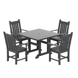 WestinTrends - Malibu 5 Piece Outdoor Patio Dining Set Outdoor Square Table and Armchair Set - Gray