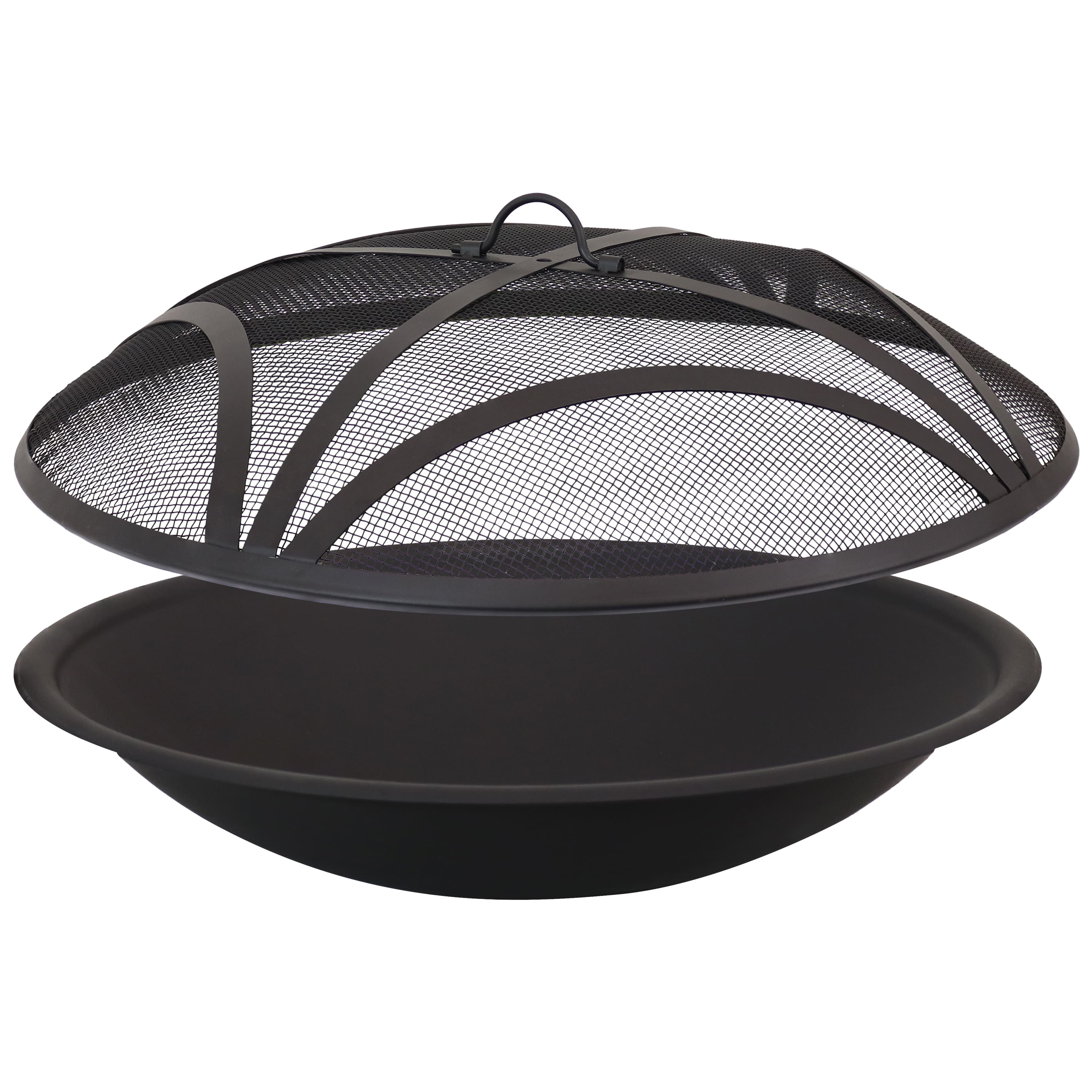 Sunnydaze - 23 in Classic Elegance Replacement Fire Pit Bowl and Spark Screen - Black