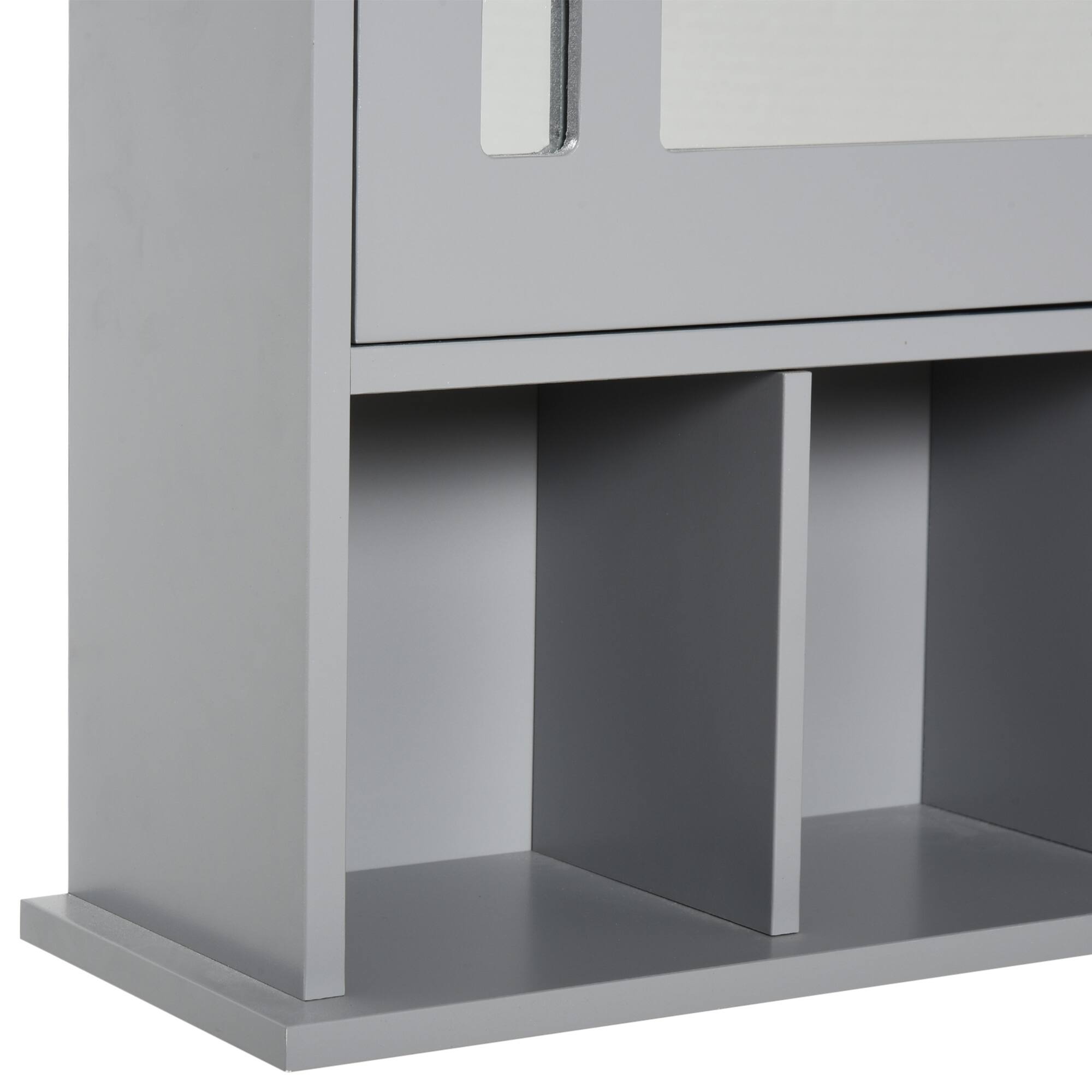 Alt View 5. Homcom - 6.25" x 20.5" x 28.25" Wood Rolling Narrow Bathroom Side Storage Cabinet - Gray.
