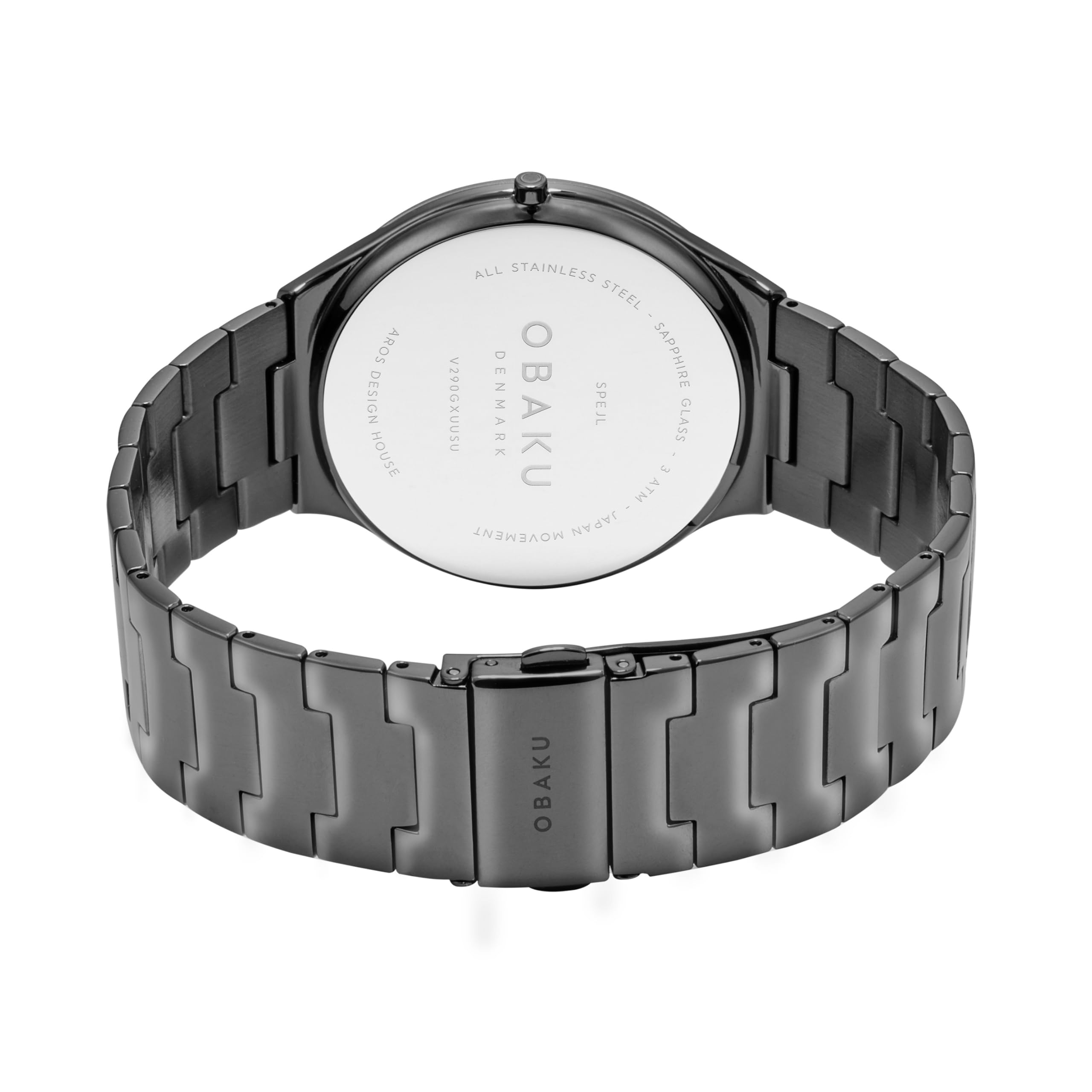 AROS DESIGN HOUSE  
ALL STAINLESS STEEL  
SAPPHIRE V290GXUUSU  
DENMARK  
OBAKU SPEJL  
GLASS MOVEMENT  
JAPAN  
ATM 3 a  
OBAKU