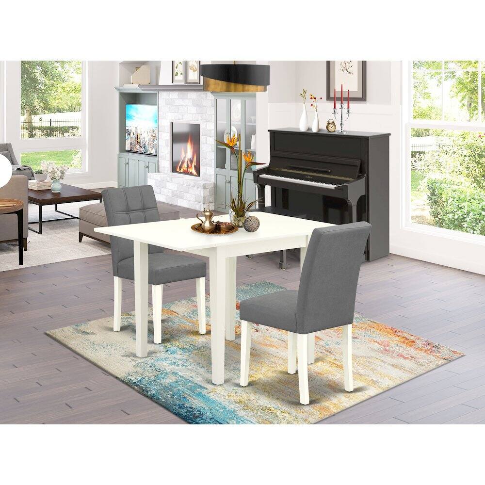 Alt View 10. East West Furniture - 3 Piece Dining Table Set - White.