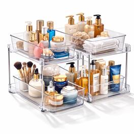 Sorbus - 2-Tier Pull-Out Bathroom & Vanity Organizer - Clear