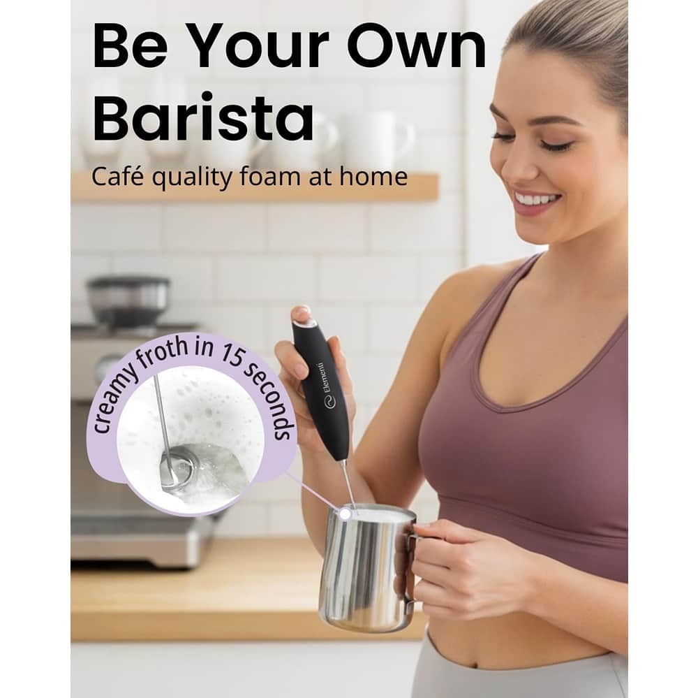 ACJPR - Handheld electric drink mixer and protein powder mixer wand, mini frother for cocktails, milk, and coffee - Red