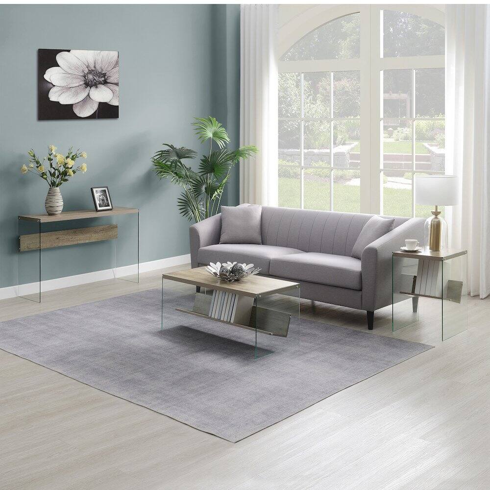 Back. Convenience Concepts - SoHo Glass Coffee Table with Shelf - Sandstone/Glass.