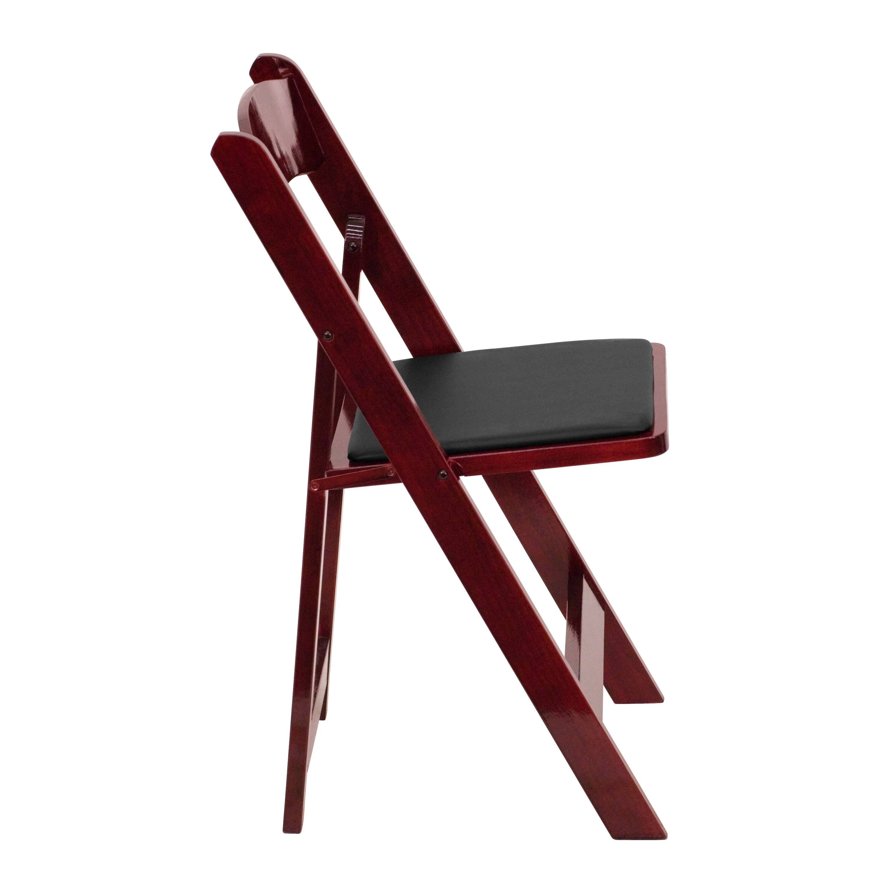Alt View 7. Emma + Oliver - 2 Pack Wedding Party Event Wood Folding Chair with Vinyl Padded Seat - Mahogany.
