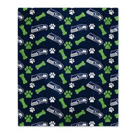 Pegasus - Seattle Seahawks 40" x 50" Lightweight Bones Flannel Fleece Pet Blanket - Navy
