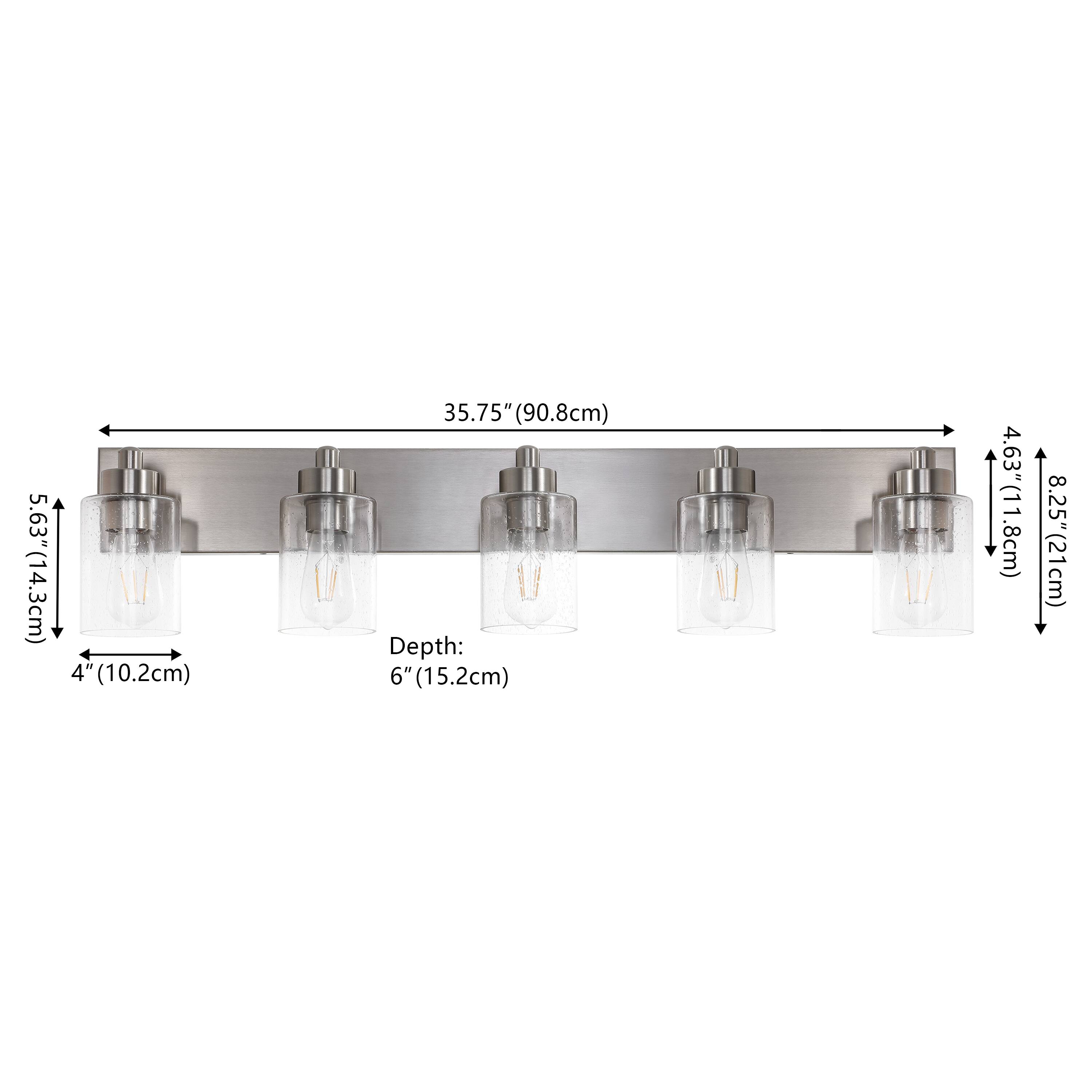 5.63" (14.3cm)  
4" (10.2cm)  
35.75" (90.8cm)  
Depth: 6" (15.2cm)  
4.63" (11.8cm)  
8.25" (21cm)