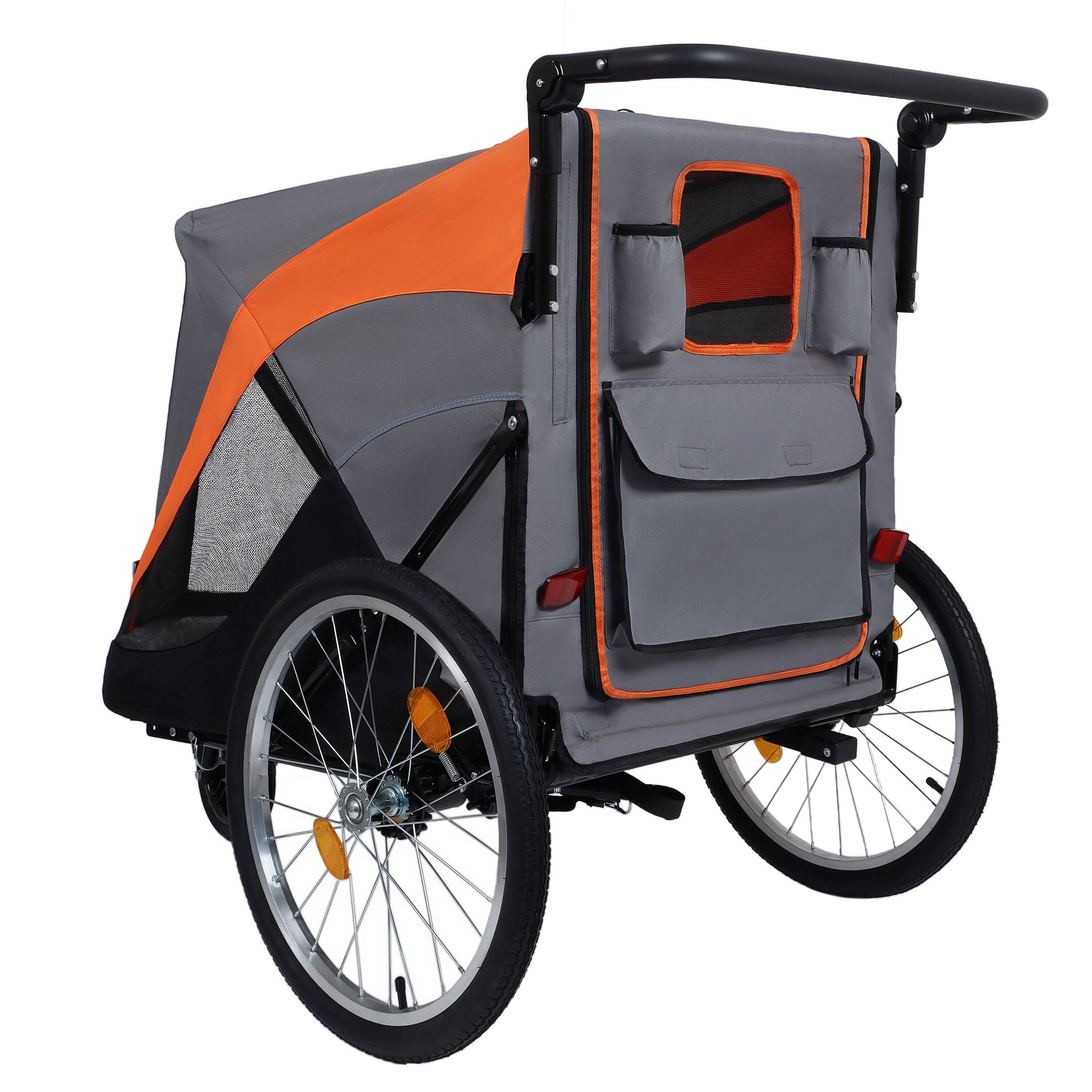 Alt View 8. Siljoy - 100 lb Capacity Pet Bike Trailer & Push Cart, 2-in-1 Convertible Transport with Storage Pockets & Quick Release Wheels.