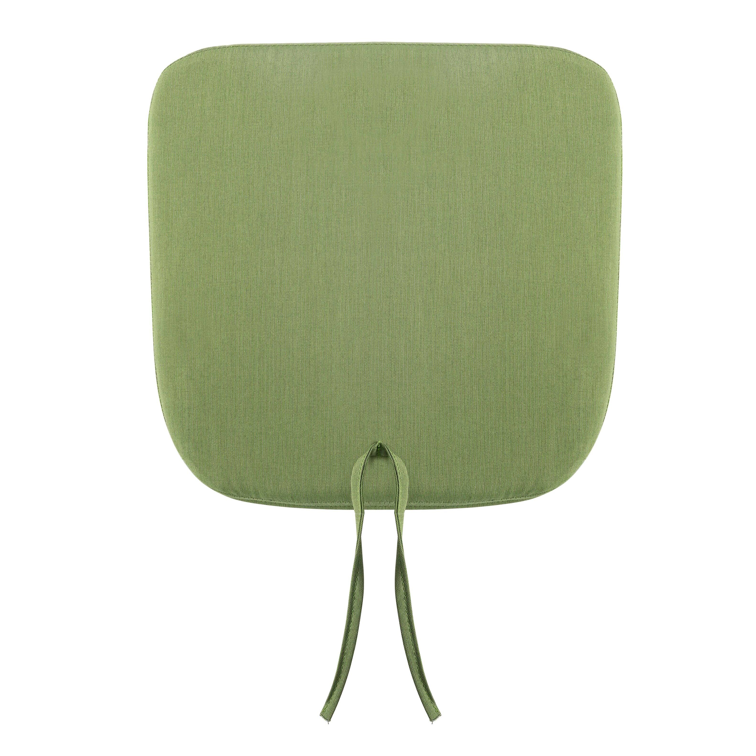 Alt View 6. Nuu Garden - Outdoor 2-Pack 15" x 16" x 1.2" Chair Seat Cushions with Straps - Green.