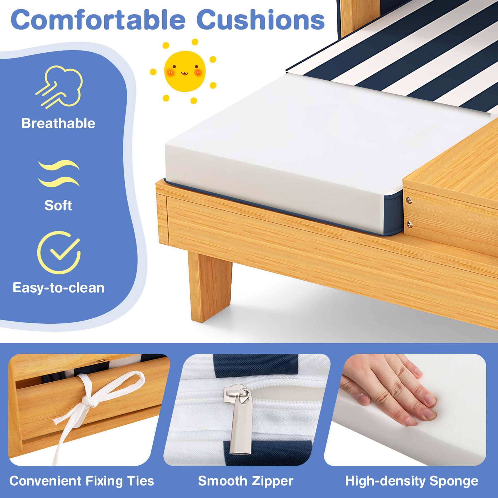 Comfortable Cushions Breathable Soft Easy-to-clean Convenient Fixing Ties Smooth Zipper High-density Sponge