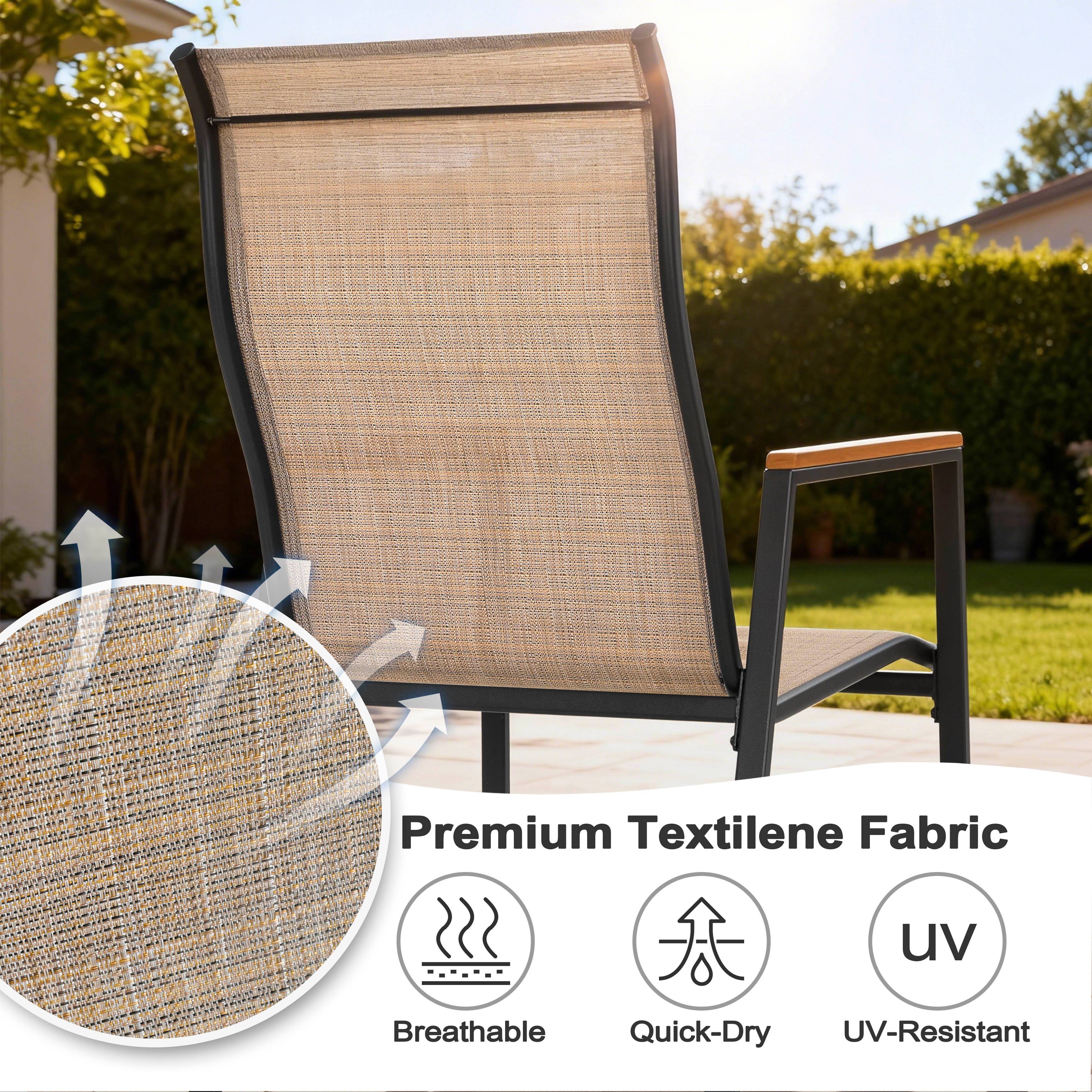 Premium Textilene Fabric  
- Breathable  
- Quick-Dry  
- UV-Resistant