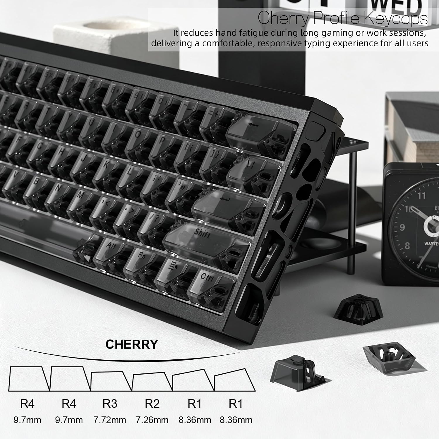 Cherry Profile Keycaps

It reduces hand fatigue during long gaming or work sessions, delivering a comfortable, responsive typing experience for all users

10
11
81 1
Alt
Fn

Shift Ctrl
9 8

CHERRY
R4 R4 R3 R2 R1 R1
9.7mm 9.7mm 7.72mm 7.26mm 8.36mm 8.36mm