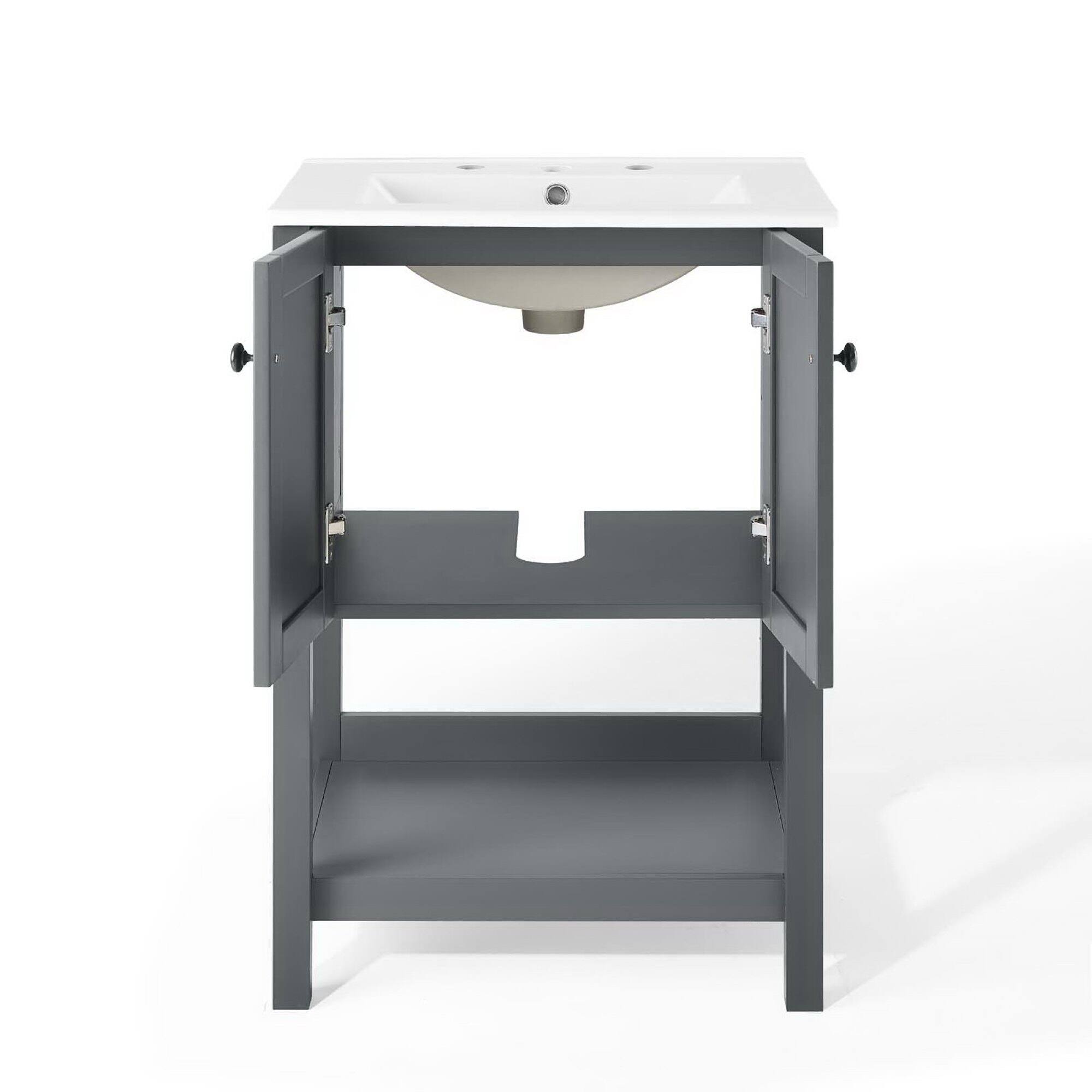 Alt View 6. Modway - Steam Bathroom Vanity Basin Included - Gray White.