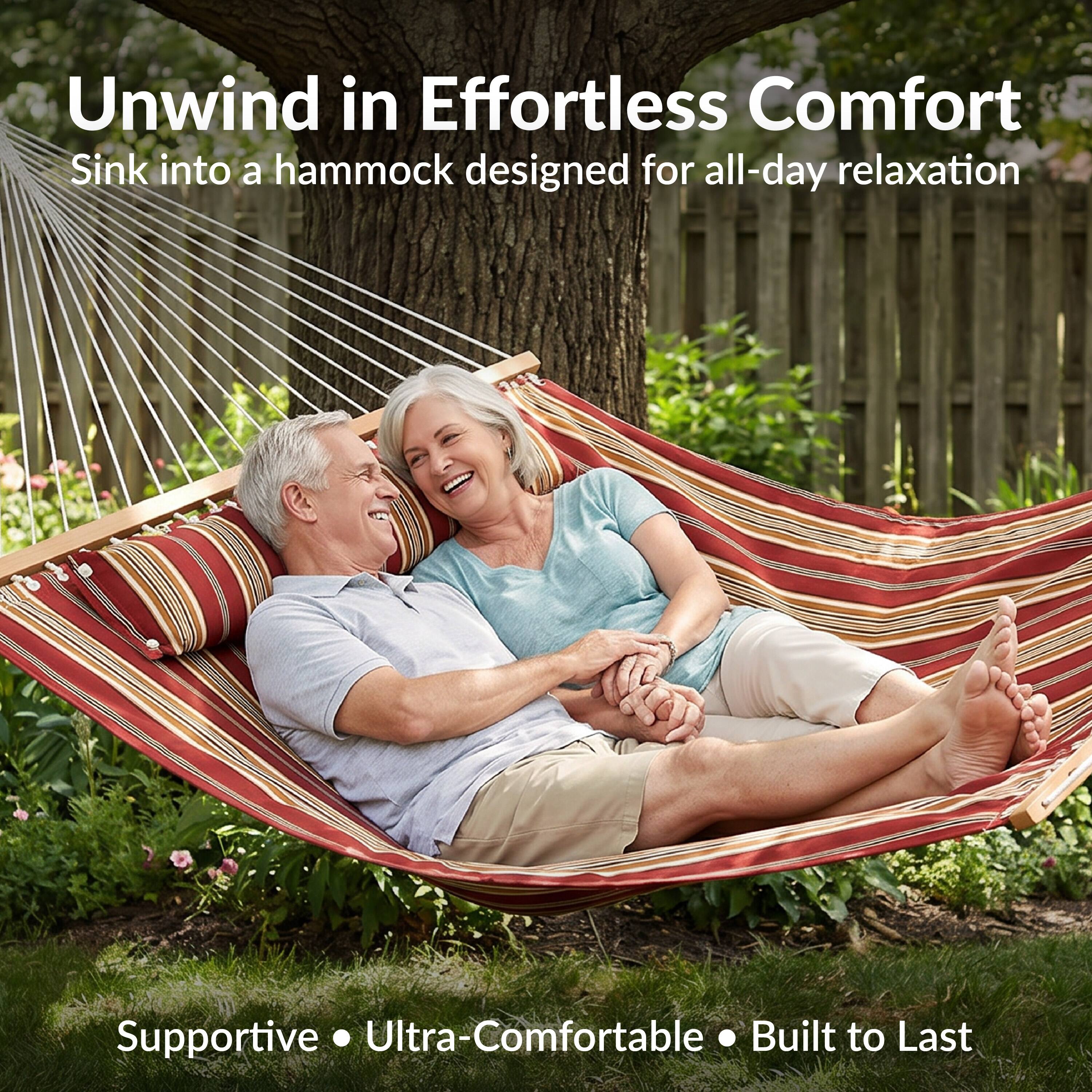 Unwind in Effortless Comfort  
Sink into a hammock designed for all-day relaxation  

Supportive • Ultra-Comfortable • Built to Last