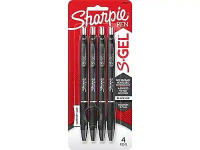 Sharpie Pen
S.GEL
0.7
No Smear
No Bleed
Always Vivid Writing
Black Ink
Medium
4 Pens