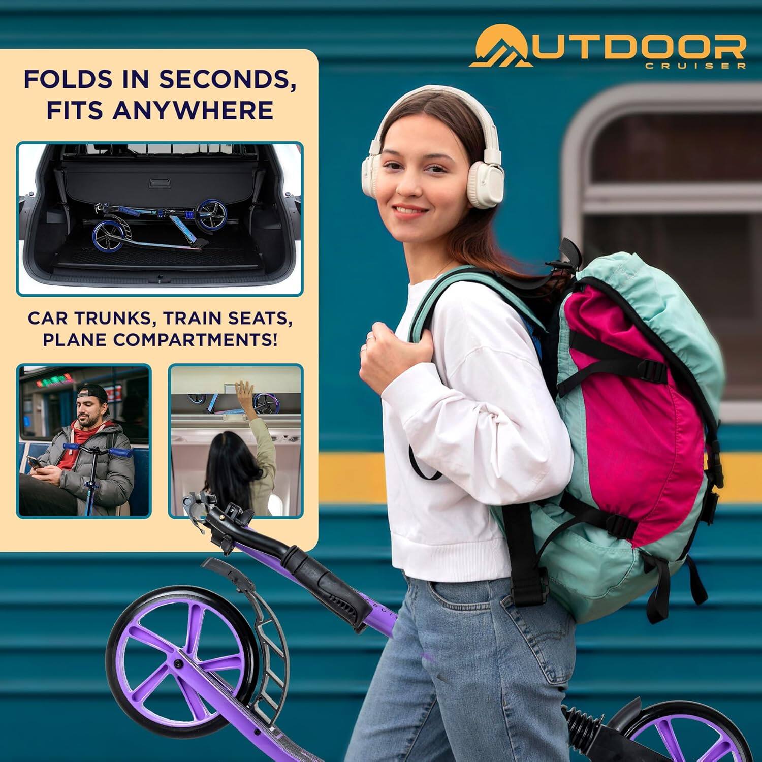 FOLDS IN SECONDS, FITS ANYWHERE

CAR TRUNKS, TRAIN SEATS, PLANE COMPARTMENTS!
