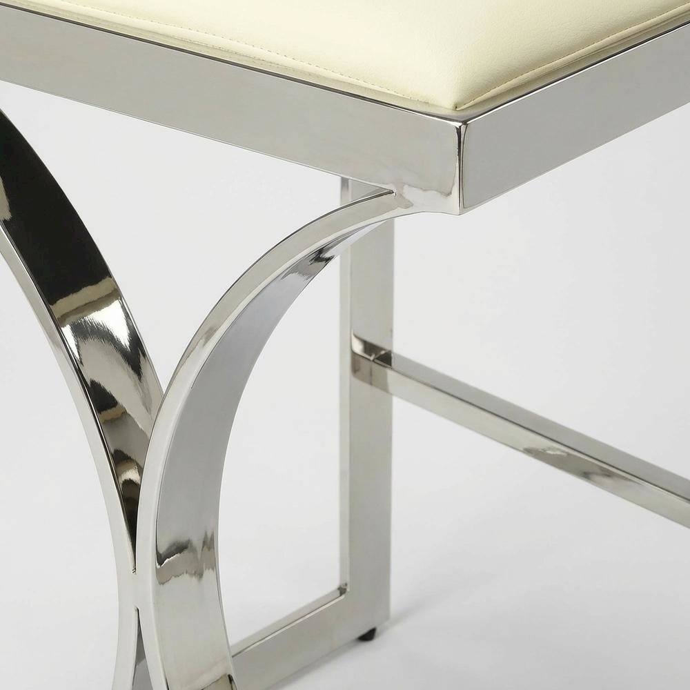 Alt View 2. Starlight Canyon Home - Pedestal Counter Stool with Footrest, Modern Contemporary Dining Room Chair - Silver.