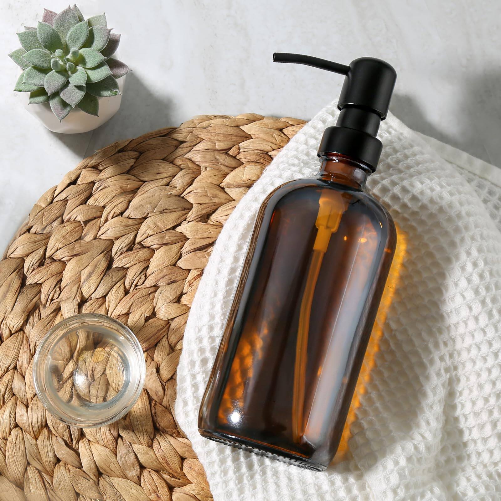 Alt View 8. Dapper Styles - Glass Soap Dispenser Dish Dispensers For Kitchen With Rustproof Stainless Pump 17 Fl Oz Bathroom Hand Liqui... - Black Bottle + Black Pump.