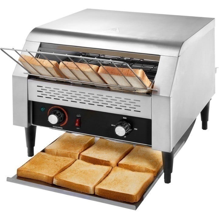 Mirfee - High-Capacity Commercial Toaster, 450 Slices/Hour, Stainless Steel for Cafes - Silver