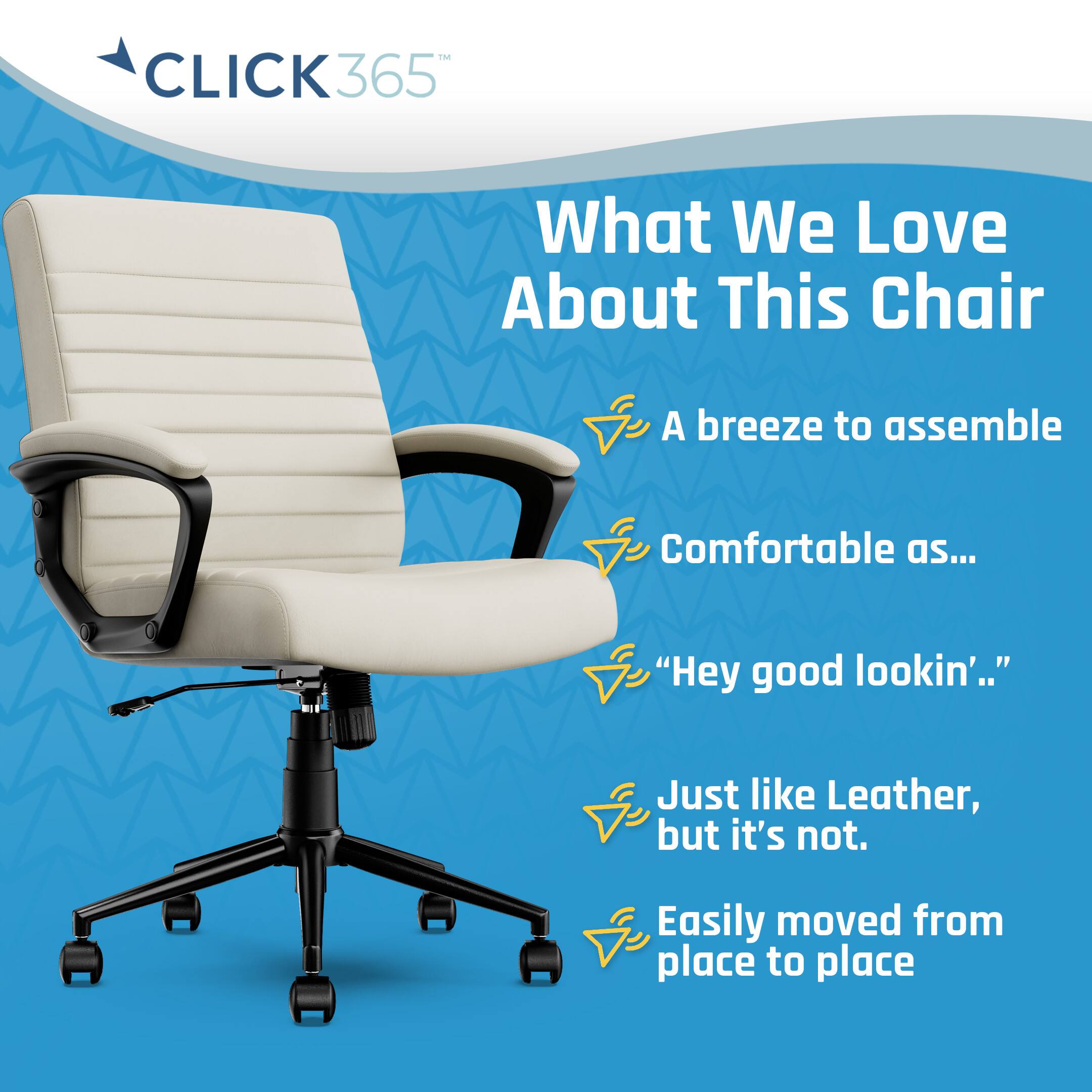 Alt View 12. Click365 - Transform 3.0 Extra Comfort Ergonomic Mid-Back Desk Chair - White.
