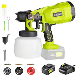 SnapFresh - 20V Cordless Electric Paint Sprayer Kit with 4.0Ah Battery, Fast Charger & 3 Nozzles - Green