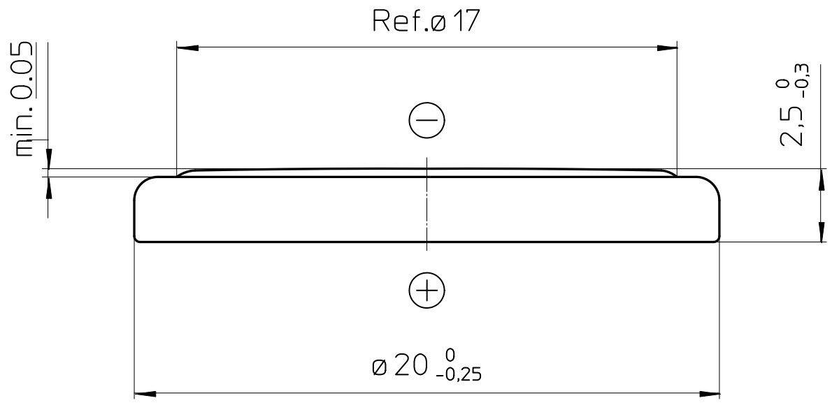 min. 0.05  
Ref. 17  
O -0.3  
2,5-0.3  
2,5  
+ 0  
0  
20 -0.25