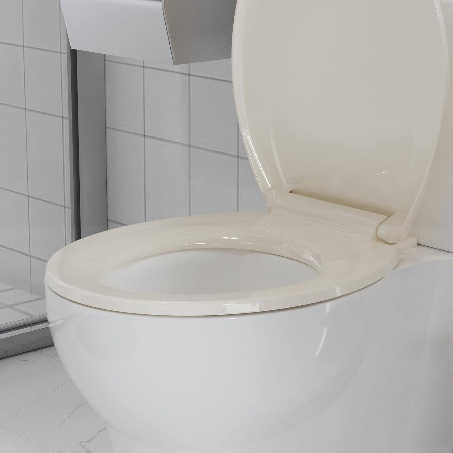 Left. Jojoka - Toilet Seat Elongated Toilet Seat with Slow Close Easy Clean Easy Installation - Chrome.