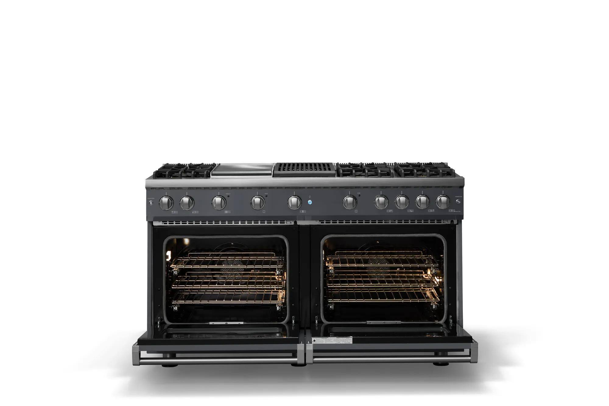 Alt View 2. Viking - 60 in. Wide 6 Burner Pro 5 Series 8.0 Cu. Ft. Freestanding Sealed Burner LP Gas Convection Range w. Griddle - Cast Black - Cast Black.