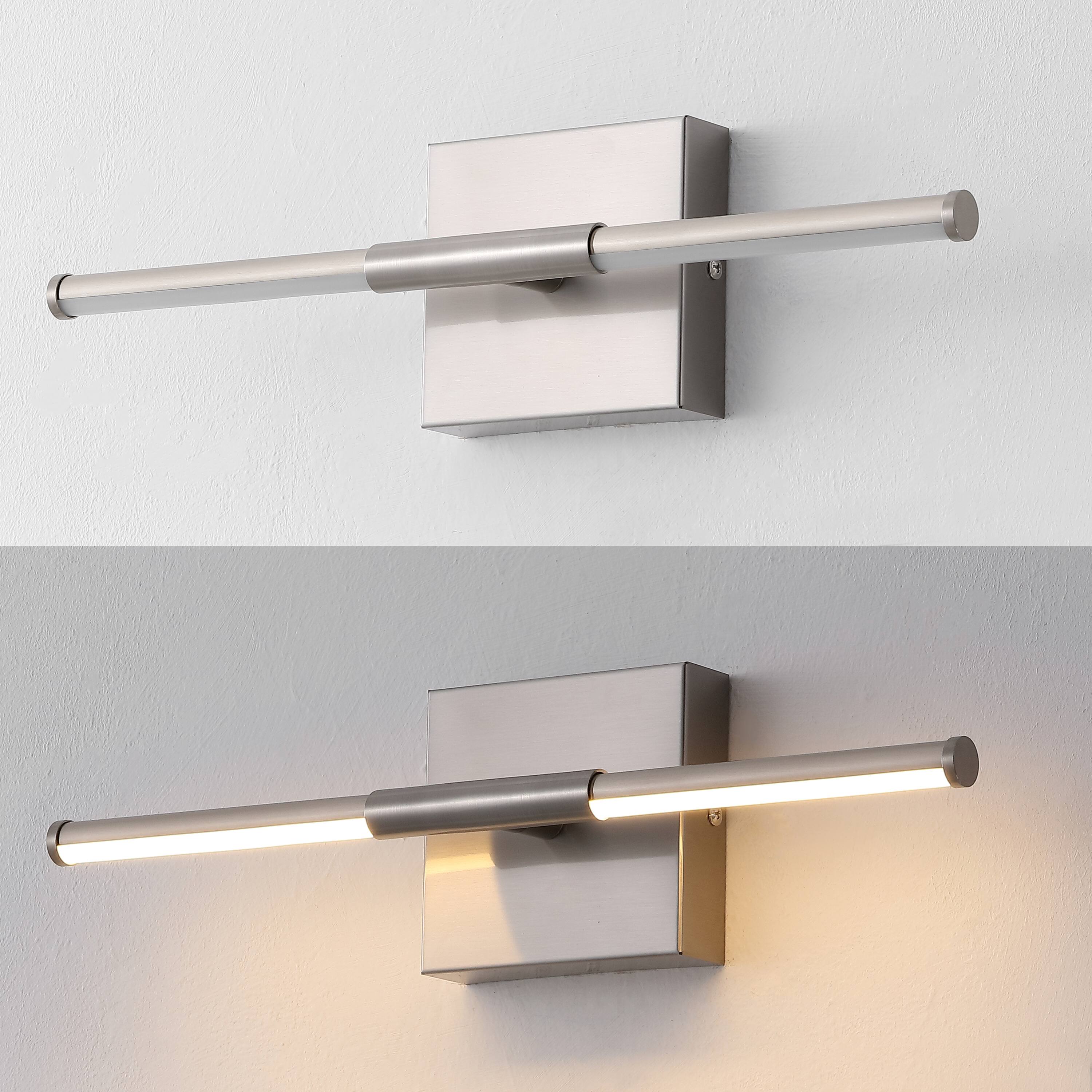 Alt View 5. Jonathan Y - McKenna 16.25" Modern Minimalist Dimmable Integrated LED Metal Wall Sconce, Nickel - Nickel.