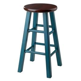 FurniFact - 24" Rustic Teal Counter Stool - Rustic Teal / Walnut