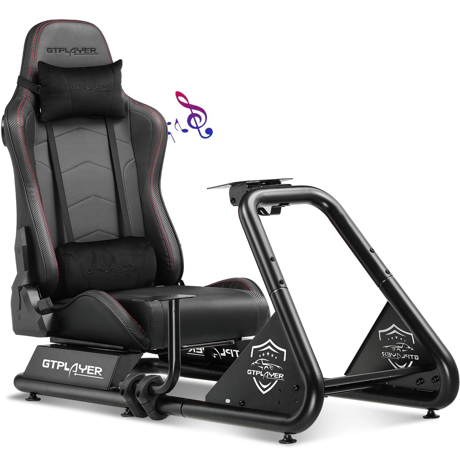 GTPlayer - Racing Simulator Cockpit with Seat and Bluetooth Speakers - Black