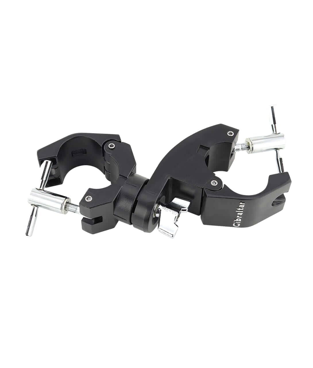 Left. Gibraltar Hardware - Quick Set Angle Clamp, Two-Position Locking Design for Fast Drum Rack Setup and Tear Down.